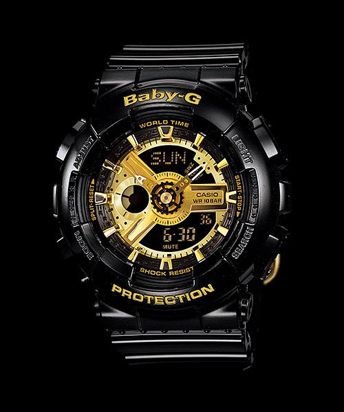 Baby-G Women's Casio Black with Black/Gold Dial Watch - BA-110-1A