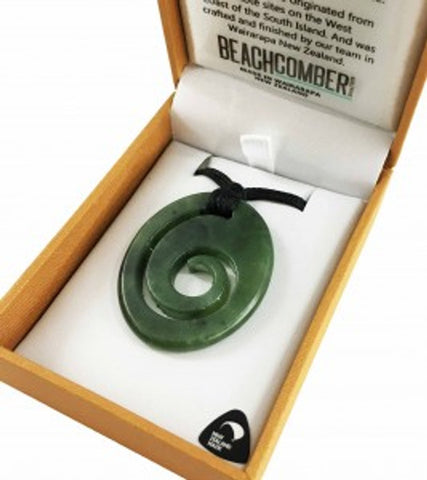 NZ Pounamu Pendant Oval Koru