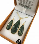 New Zealand Greenstone Set Gold Plated