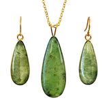 New Zealand Greenstone Set Gold Plated