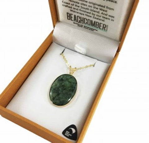 New Zealand Greenstone  Gold Plated Pendent