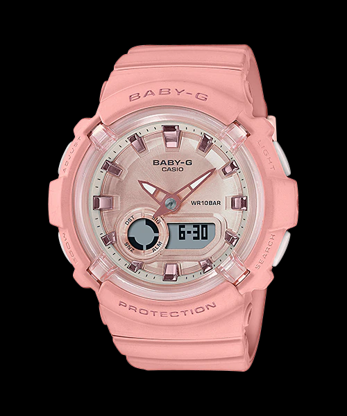 Baby G Casio Ladies Coral Pink Analog Digit BGA 280 Watch BGA 28 Stonex Jewellers
