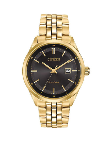 Citizen Men's Gold-Tone With Black Dial Eco-Drive Watch - BM7252-51E