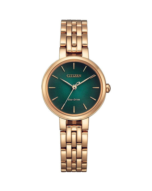 Citizen Ladies Gold/Green Dial Eco Drive Watch - EM0993-82Z