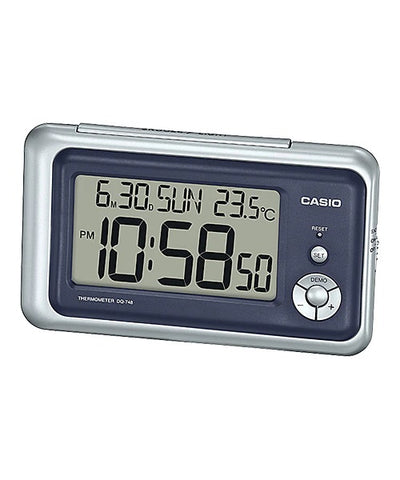 Casio Grey/Blue Digital Alarm Clock - DQ-748-8D