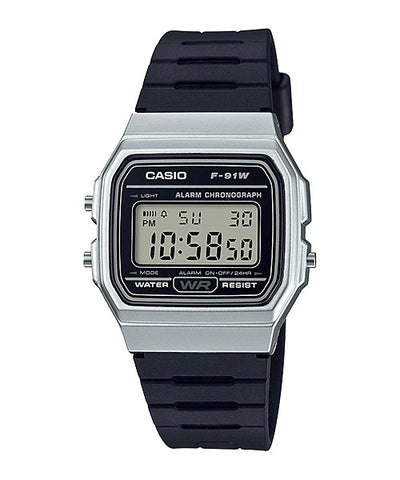 Casio Mens Silver/Black Digital Retro - F91WM-7A
