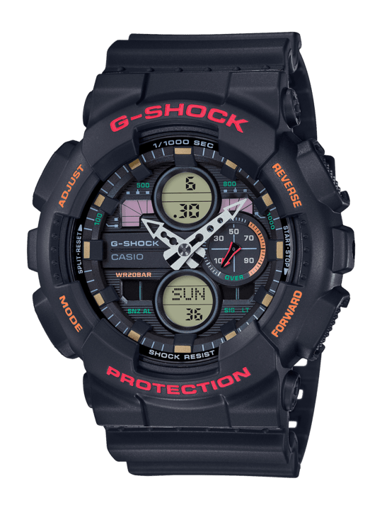 G-Shock Black/Red/Orange Analog-Digital Watch - GA-140-1A4