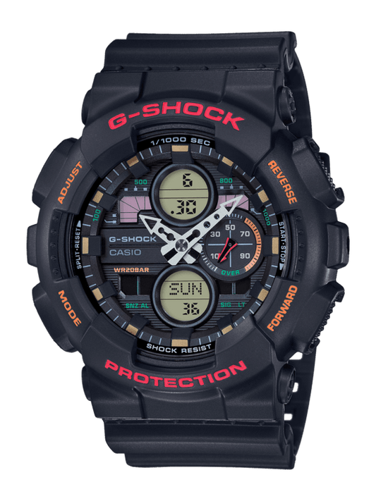 G-Shock Black/Red/Orange Analog-Digital Watch - GA-140-1A4