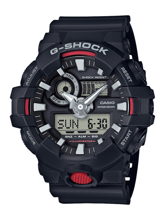 G Shock Black/Red Analog-Digit Watch - GA-700-1A