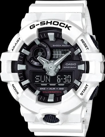 G Shock White/Black Ana-Digi Watch - GA-700-7A