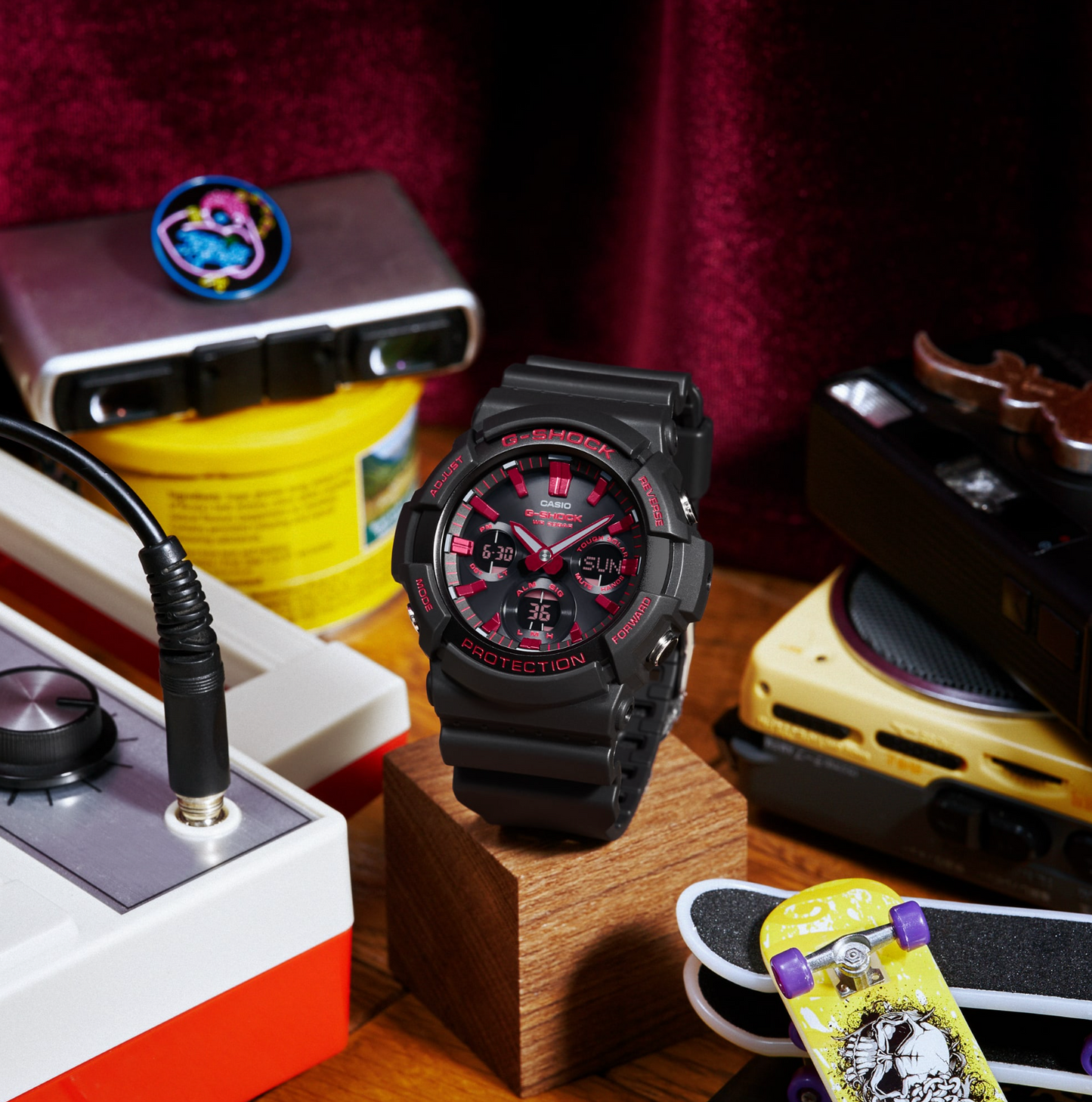 G-Shock Ignite Red Ionic Black Watch-GAS100BNR-1A