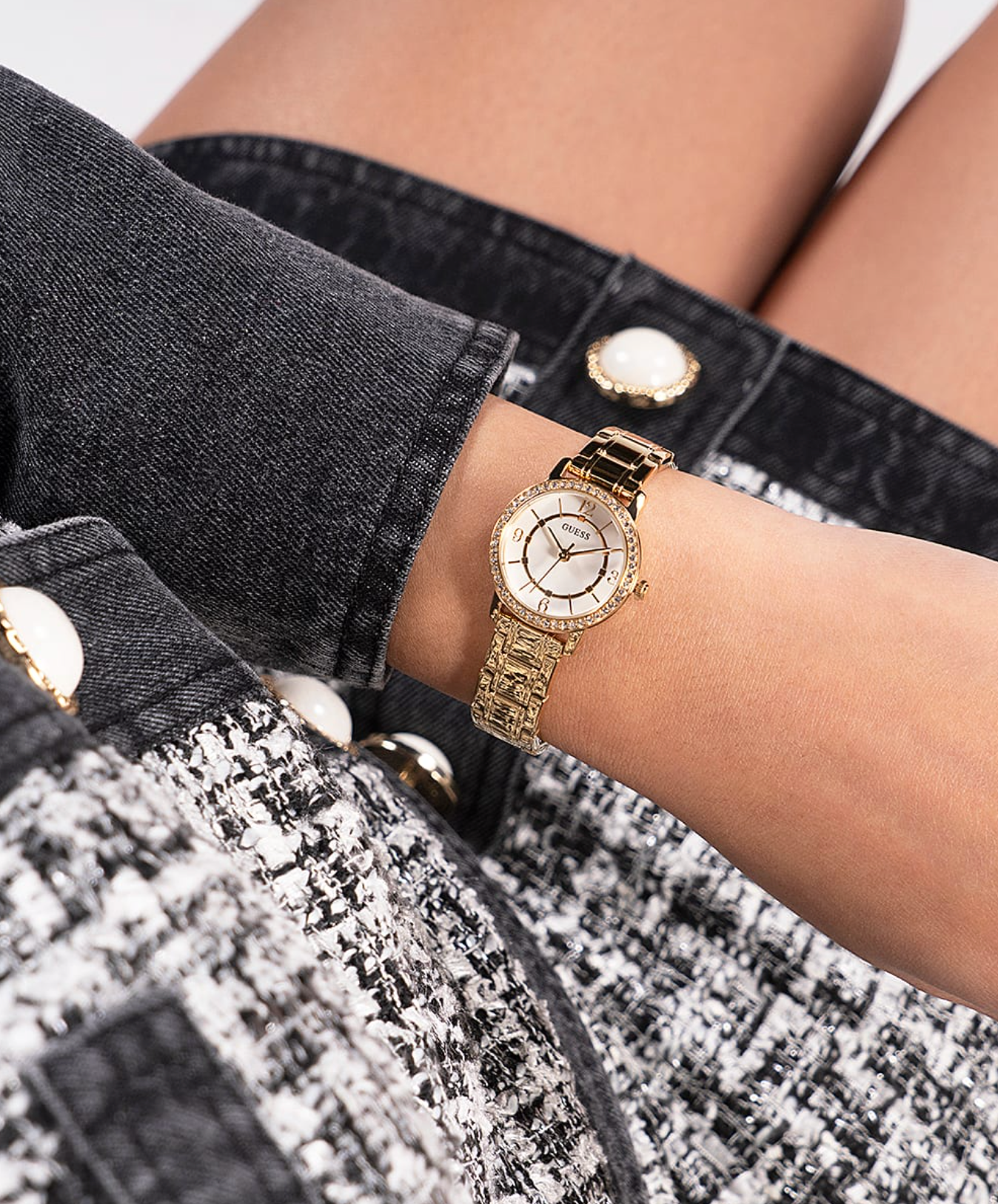 Guess Ladies Melody Gold Crystal Watch - GW0468L2