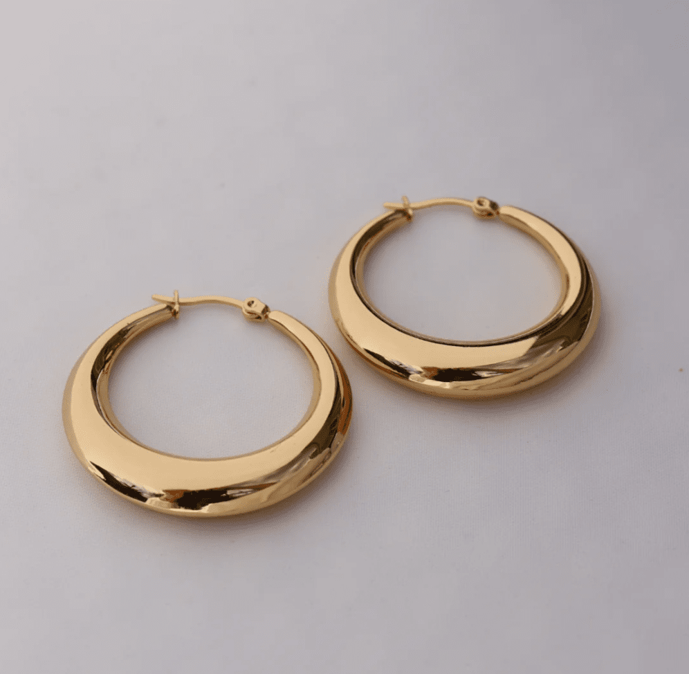 FV Yellow Gold Hollow Hoops Earrrings 40 mm - HOPLHY-E40