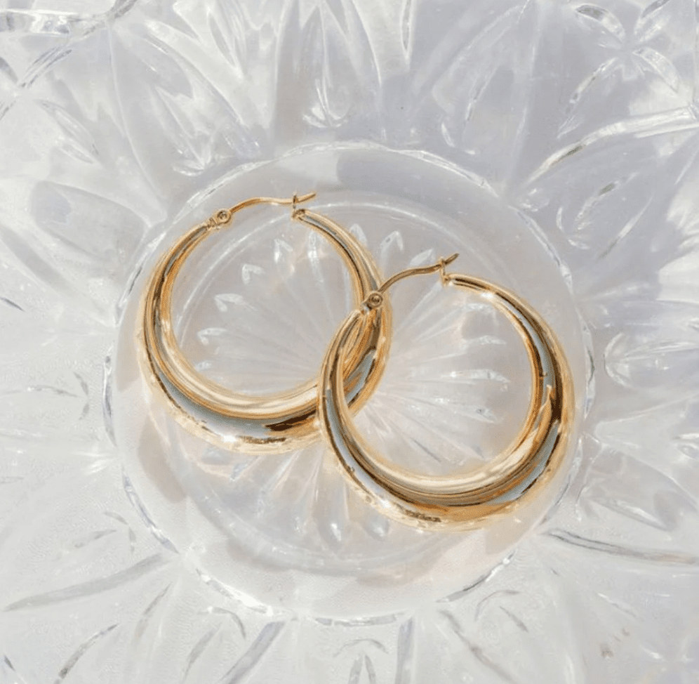 FV Yellow Gold Hollow Hoops Earrrings 40 mm - HOPLHY-E40