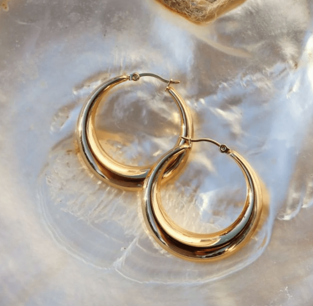 FV Yellow Gold Hollow Hoops Earrrings 40 mm - HOPLHY-E40