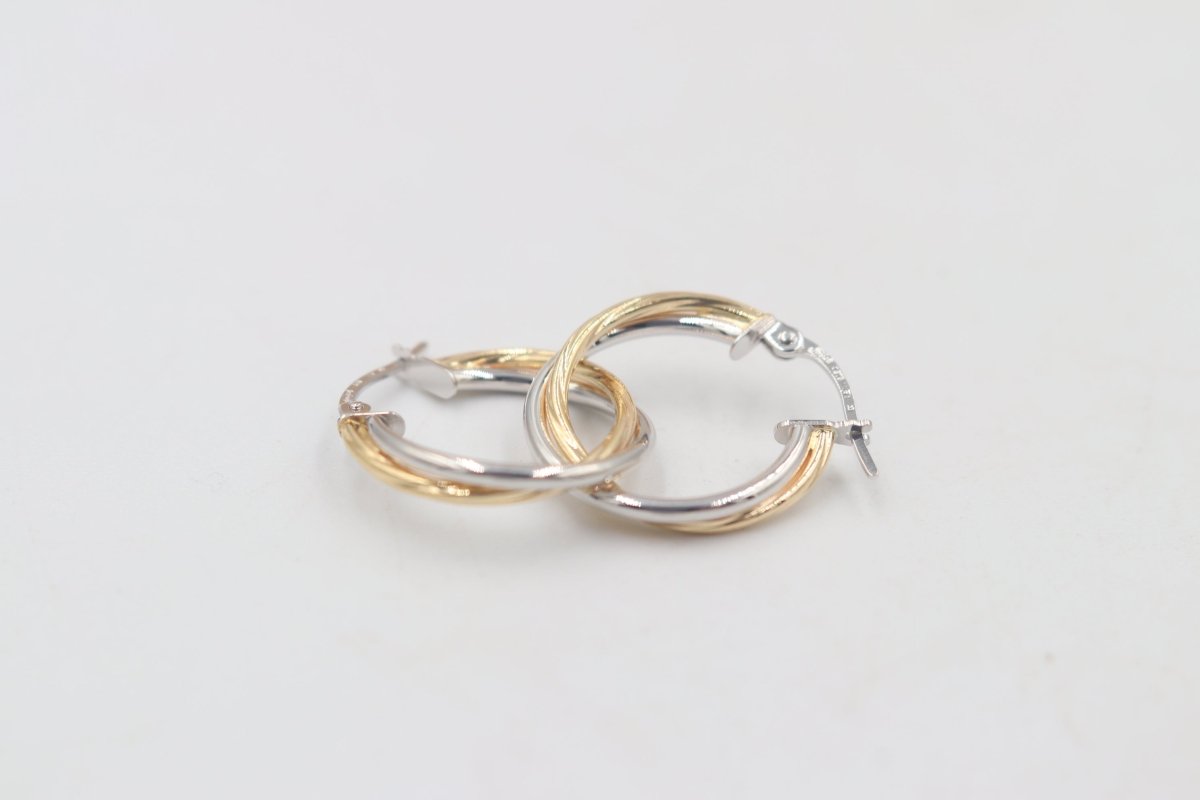 9ct Gold Round Twist Hoops GE006