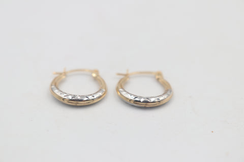 9ct Gold Two tone Hoop Earrings GE023