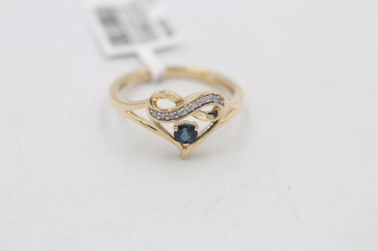 10ct Gold Signet Ring with Sapphire and Diamond