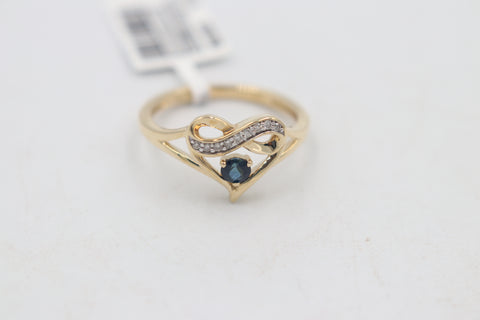 10ct Gold Signet Ring with Sapphire and Diamond