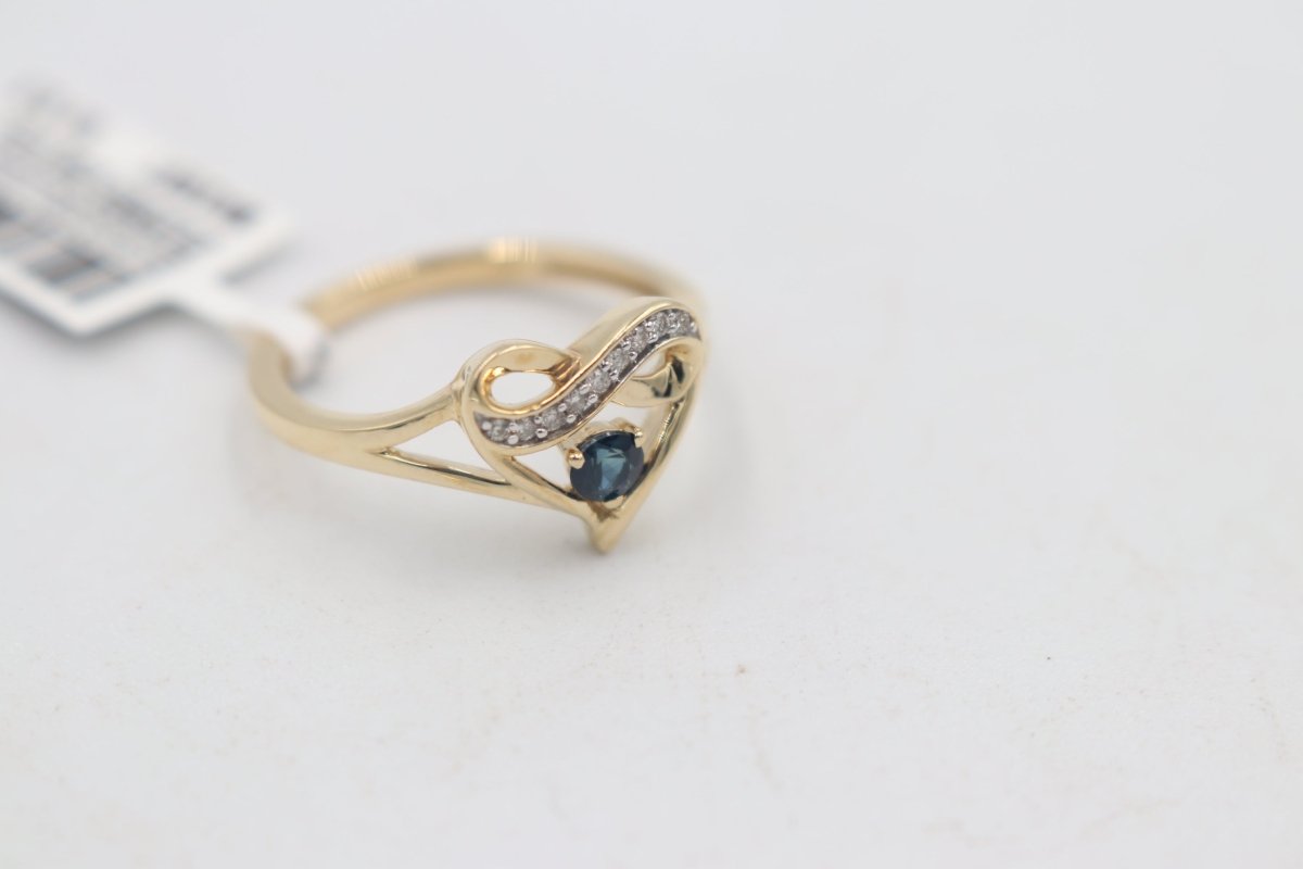 10ct Gold Signet Ring with Sapphire and Diamond