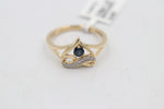 10ct Gold Signet Ring with Sapphire and Diamond