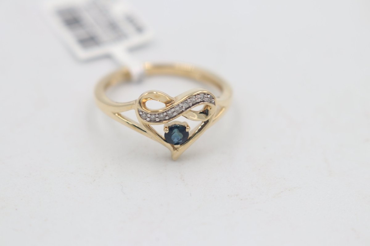 10ct Gold Signet Ring with Sapphire and Diamond
