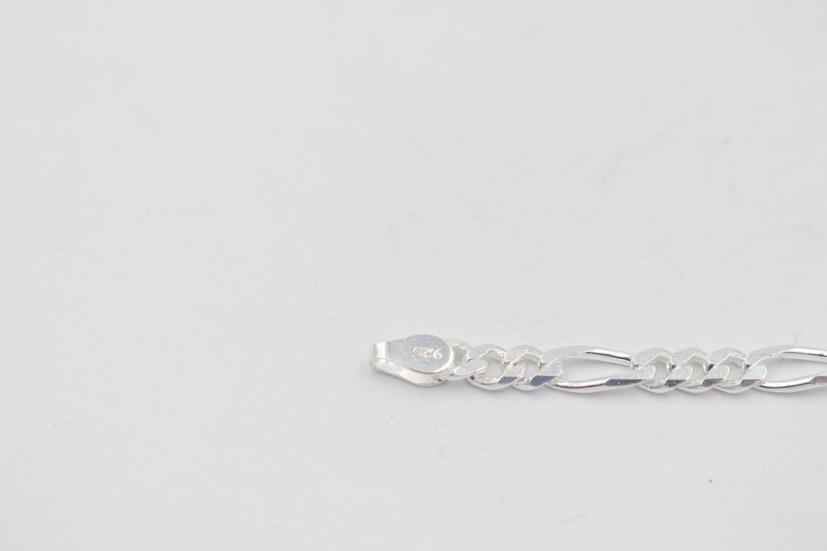 Stg Silver 3:1 Figaro Link Chain  IR11