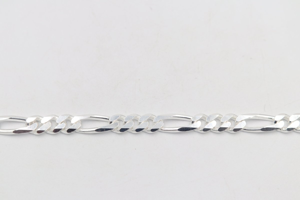 Stg Silver 3:1 Figaro Link Chain  IR21