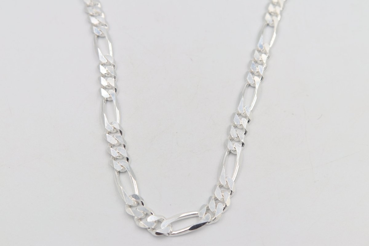 Stg Silver 3:1 Figaro Link Chain  IR21