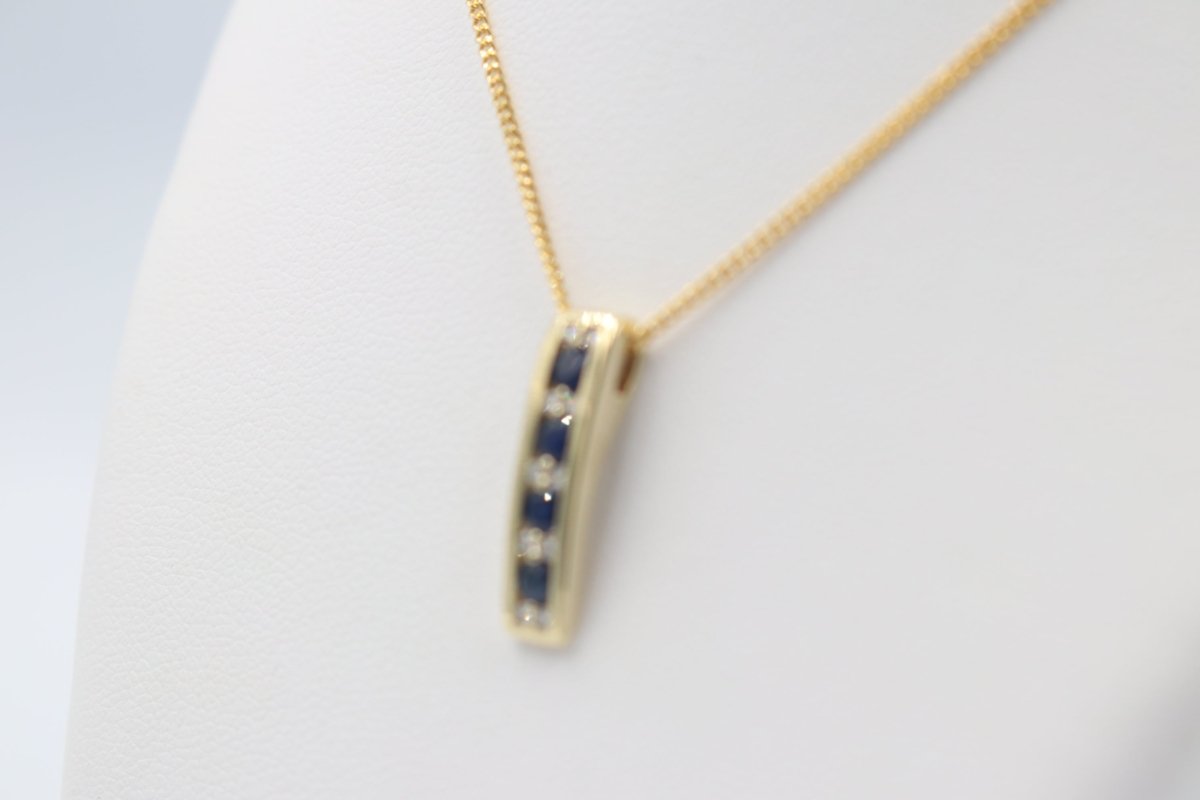 9ct Gold Genuine sapphire & Diamond  Pendent