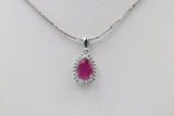 9ct White Gold Ruby & Diamond Pendent