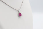 9ct White Gold Ruby & Diamond Pendent