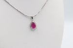 9ct White Gold Ruby & Diamond Pendent