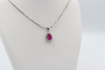 9ct White Gold Ruby & Diamond Pendent