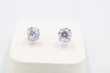 9ct White Gold CZ Earrings 8mm