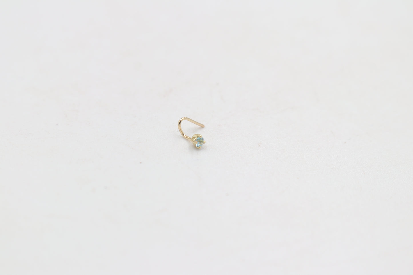 9ct Gold Genuine Blue Topaz Nose Stud 2mm