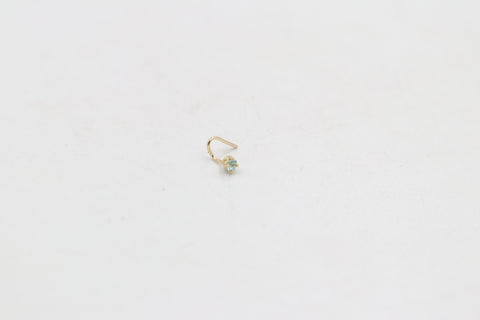 9ct Gold Genuine Blue Topaz Nose Stud