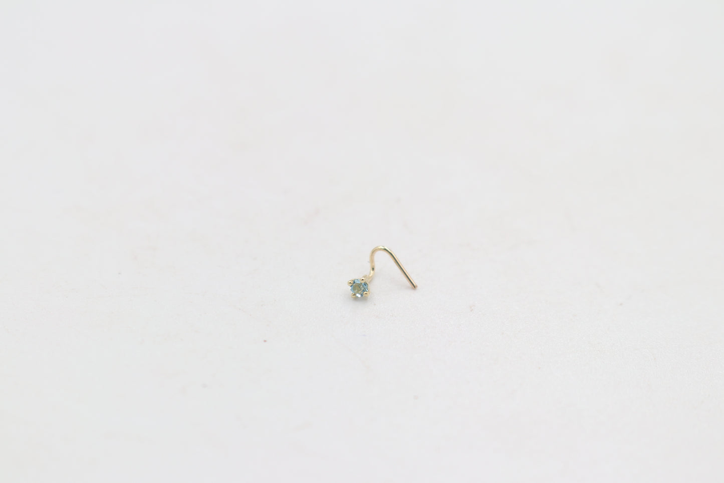 9ct Gold Genuine Blue Topaz Nose Stud 2mm