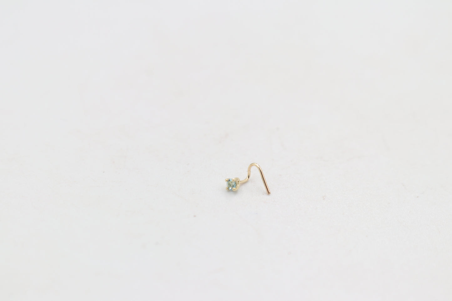 9ct Gold Genuine Blue Topaz Nose Stud 2mm