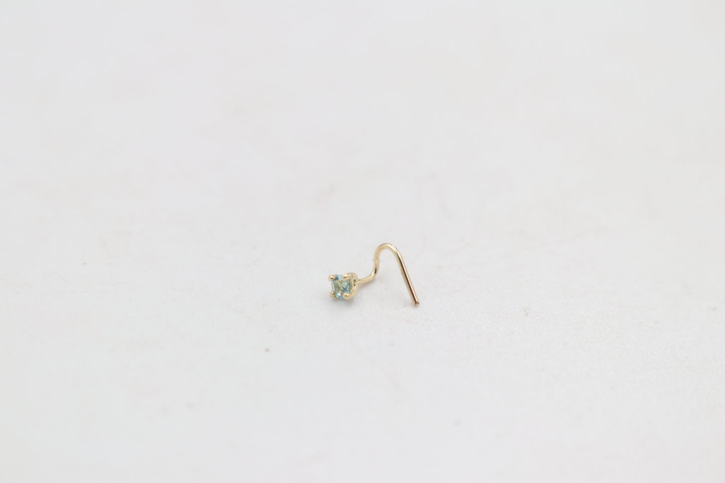 9ct Gold Genuine Blue Topaz Nose Stud 2mm