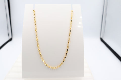 9ct Gold Oval Diamond Cut Beclcher Chain 50cms