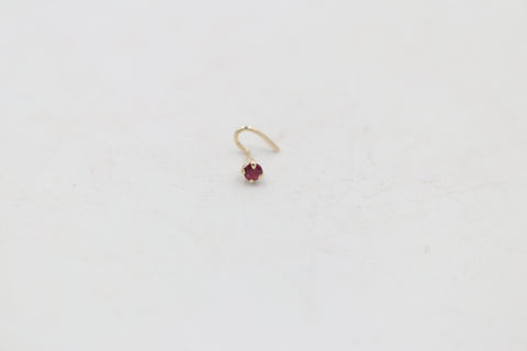 9ct Gold Genuine Garnet Nose Stud