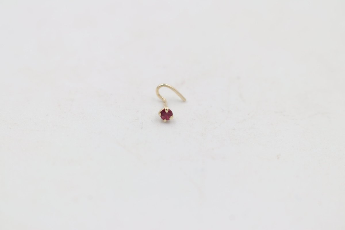 9ct Gold Genuine Garnet Nose Stud