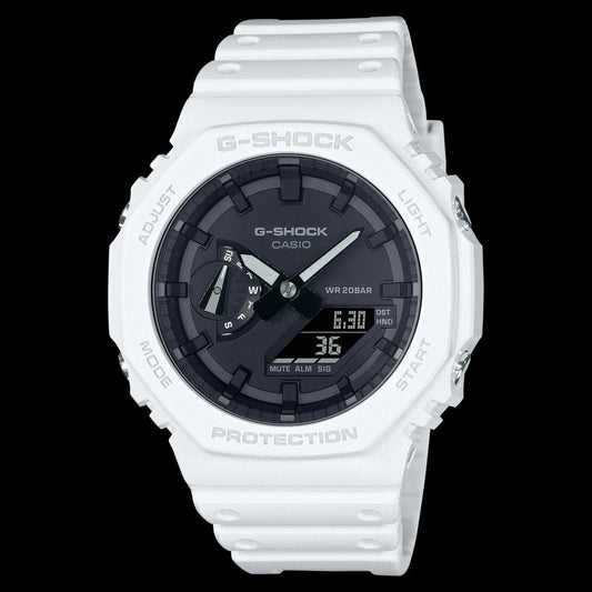 G Shock White Ionic Octagonal Watch - GA-2100-7A
