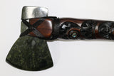 New Zealand Greenstone and Large wooden Belt Axe