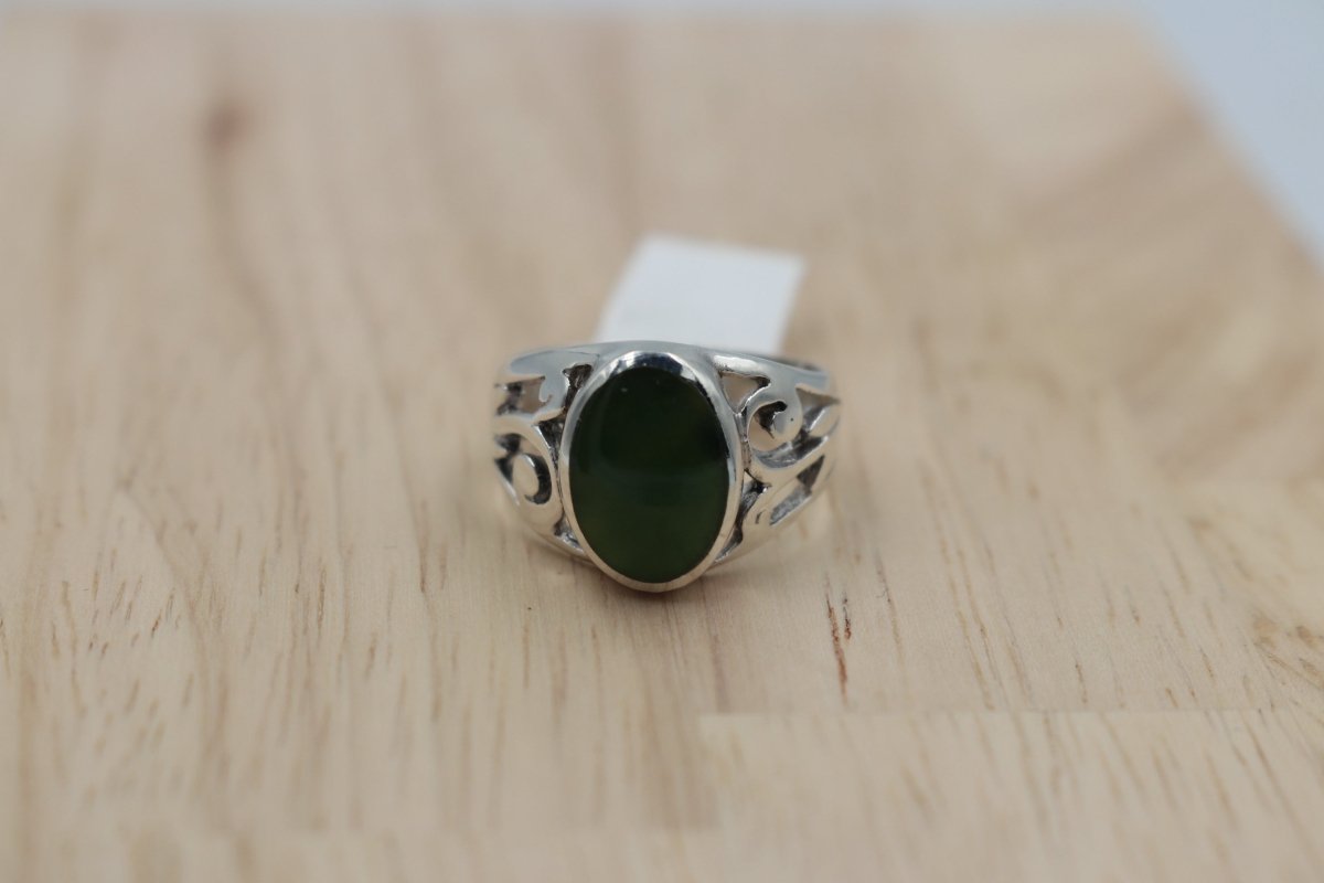 Stg Silver Ring with Greenstone