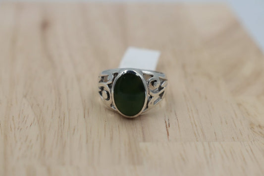 Stg Silver Ring with Greenstone