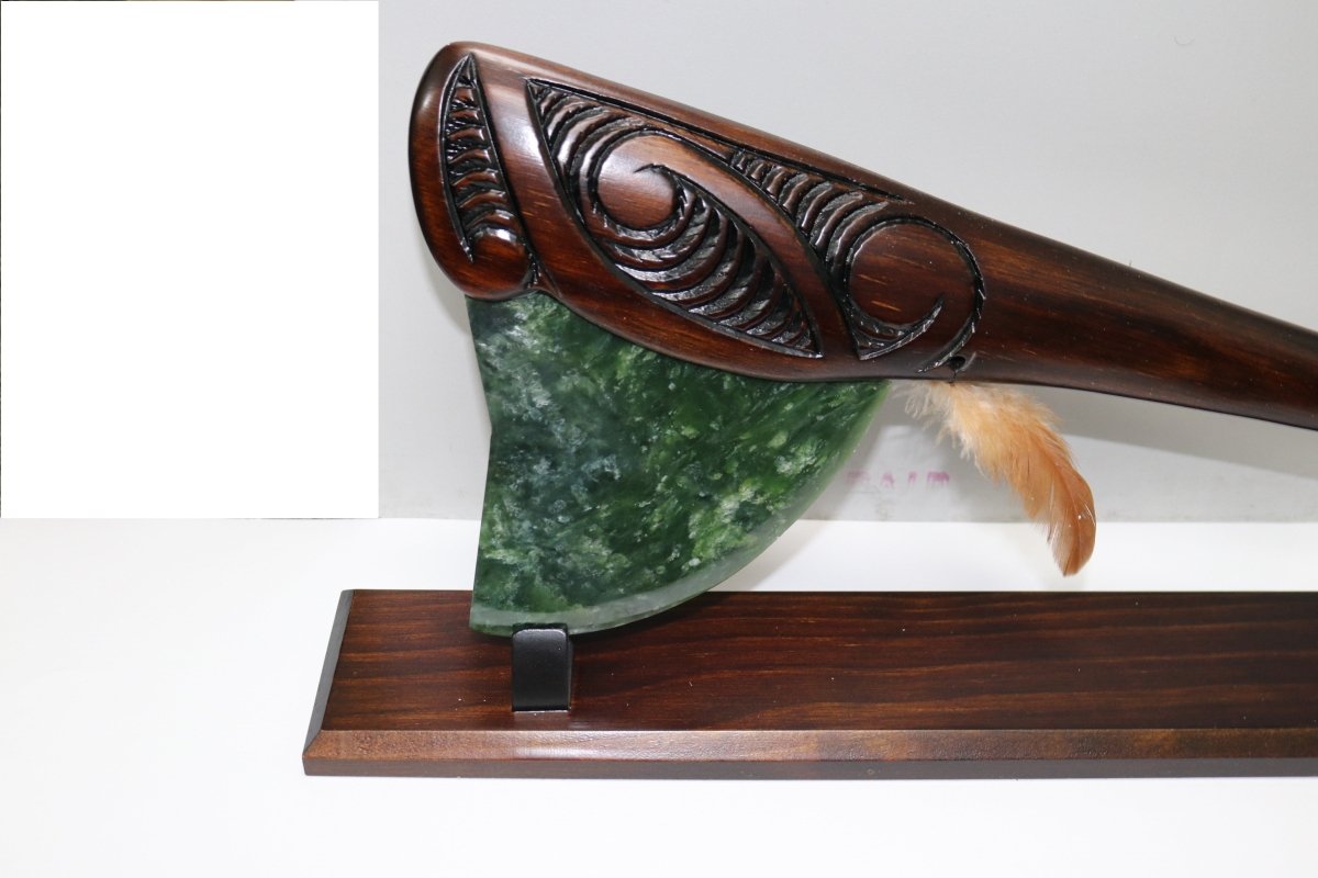 Wooden Tewha Tewha with Greenstone Blade
