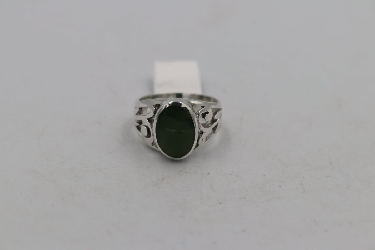 Stg Silver Ring with Greenstone