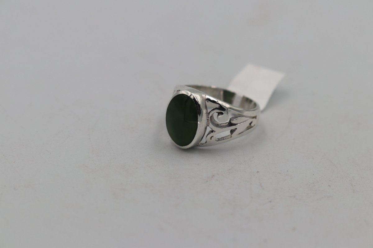 Stg Silver Ring with Greenstone